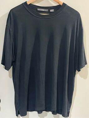 Men’s Folio New York Large Black Silk Classic Black Crew Neck T-Shirt